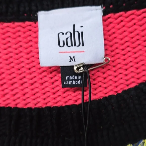 CAbi Pop Crop Pullover Multi-stripe Sweater Medium Nwt New M - Picture 6 of 8
